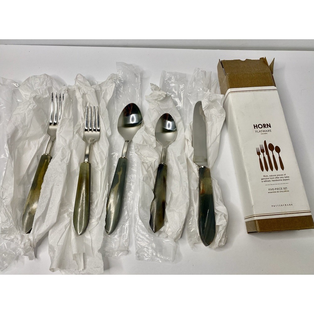 Pottery Barn Horn Flatware 2008-2009 Genuine Horn 5 Piece Place Setting Read #3